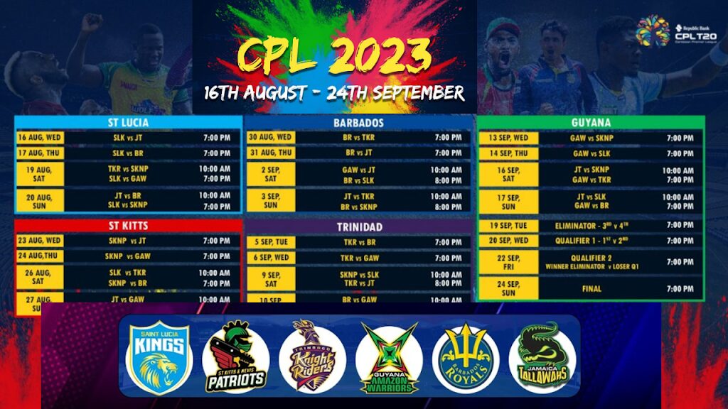 Caribbean Premier League Schedule 2023